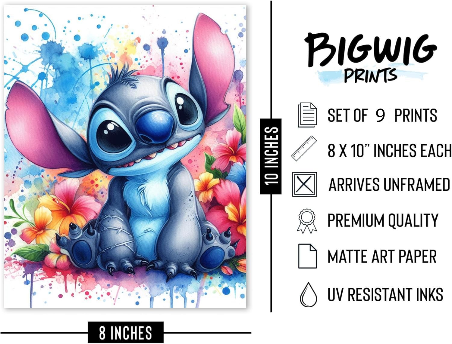 Stitch Posters – Lilo and Stitch Wall Decor, Nursery Watercolor Art Prints, K…