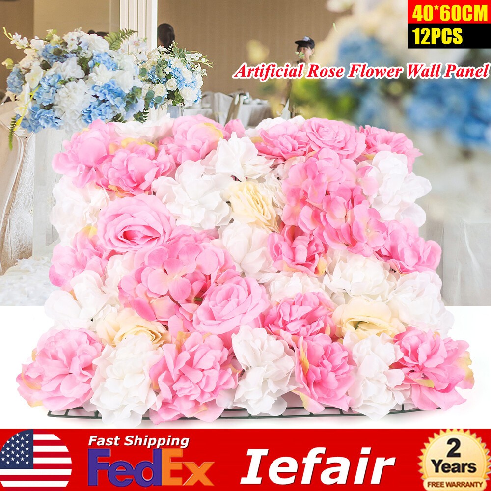 Artificial Flower Wall Panels 12Pcs Decorative Faux Flower Wall Mat 60*40cm