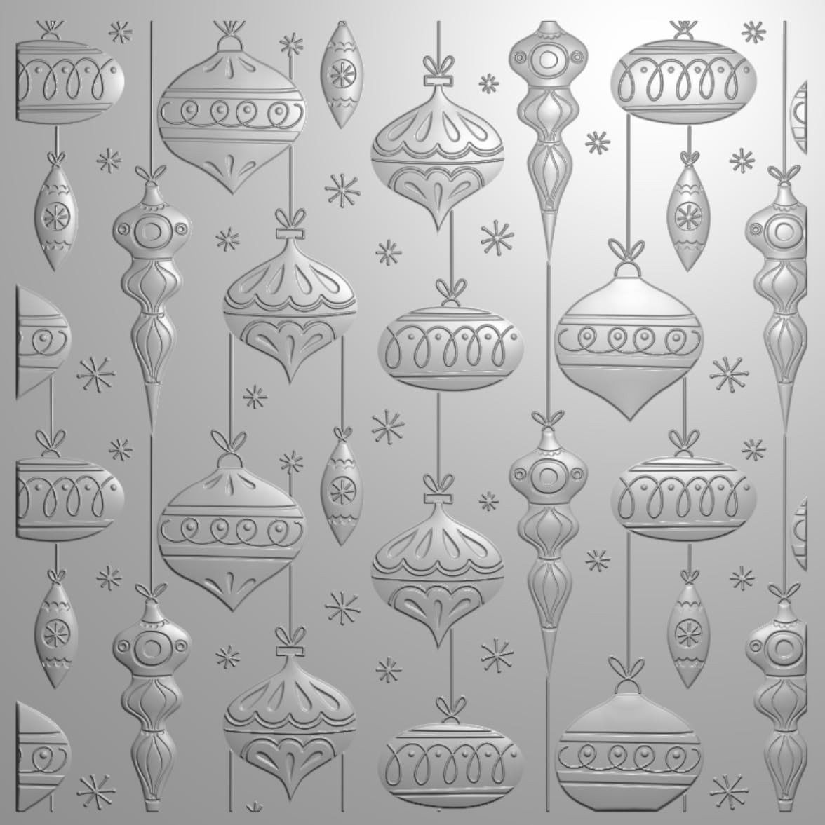 6×6Inch Bauble Bells Ornaments 3D Embossing Folder, Clear