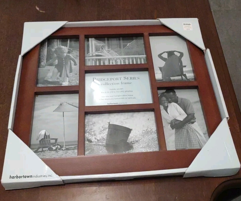 NEW Bridgeport 7 Photo Frame Walnut Harbortown Industries 4&Prime; x 6&Prime; Photos. MAH