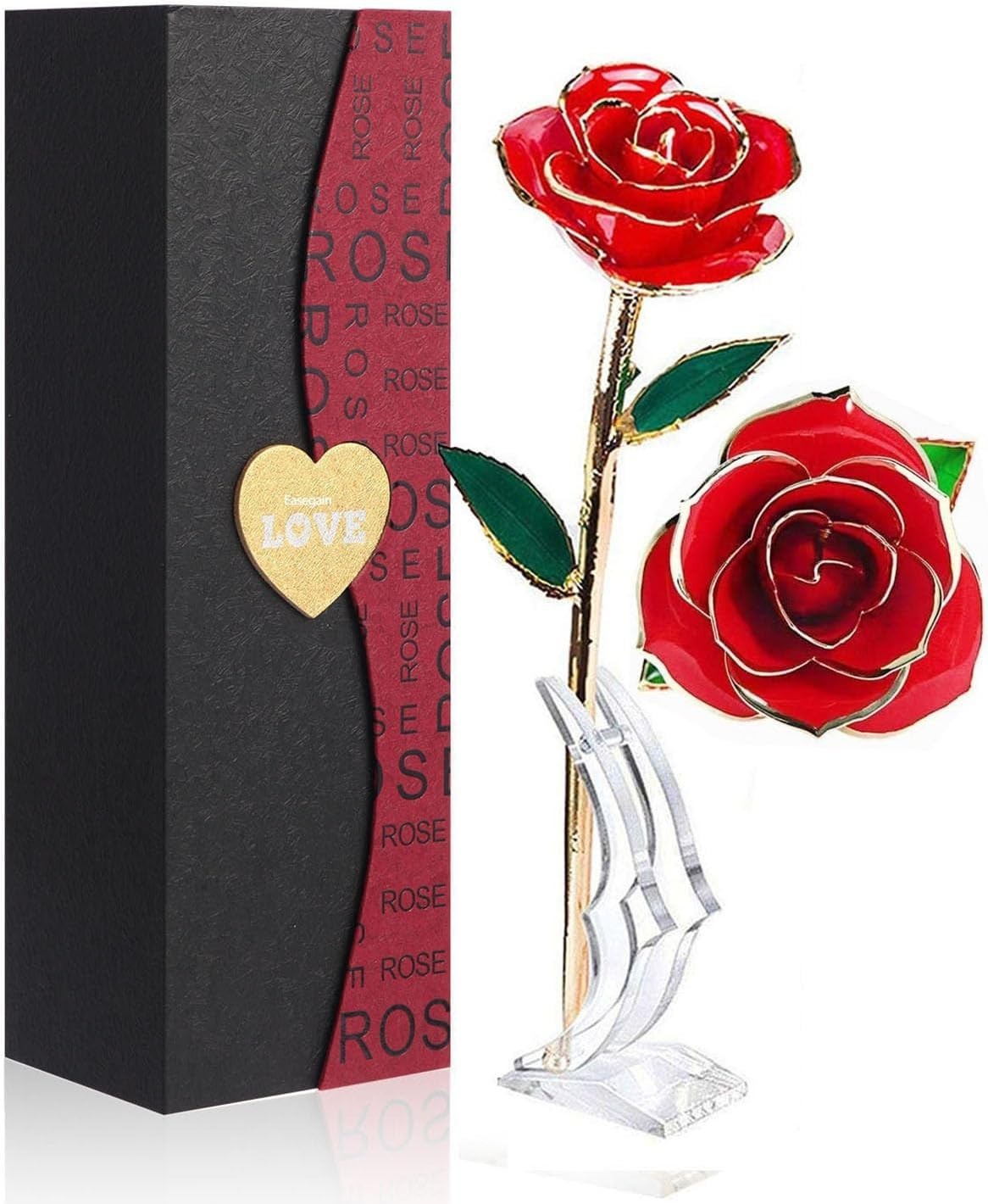 Gold Dipped Rose 24K Red Gold Plated Rose – Everlasting Long Stem Real Rose Exqu