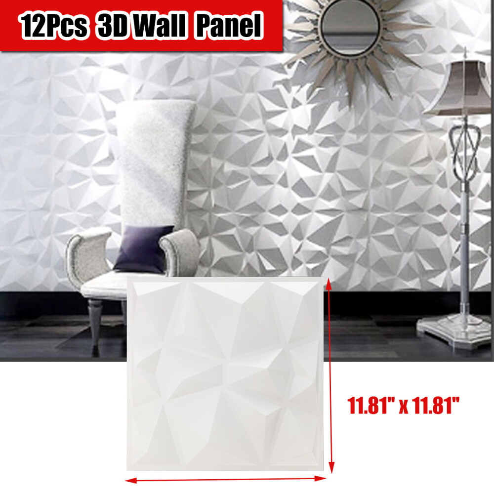 12Pcs 3D Effect Wall Decor 3D Tile Brick Wall DIY Wallpaper Home Decor 11.8&Prime;
