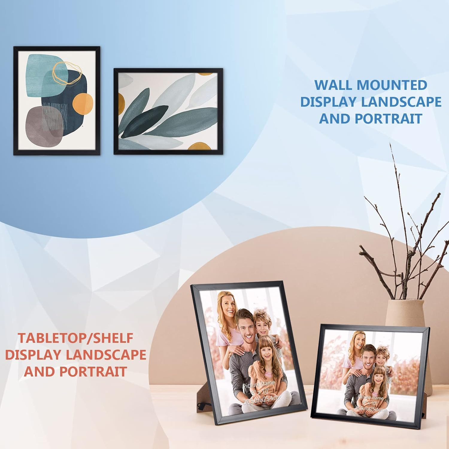 Black 8X10 Picture Frame Set of 18, Multi Photo Frames 8 by 10 Bulk for Wall Han