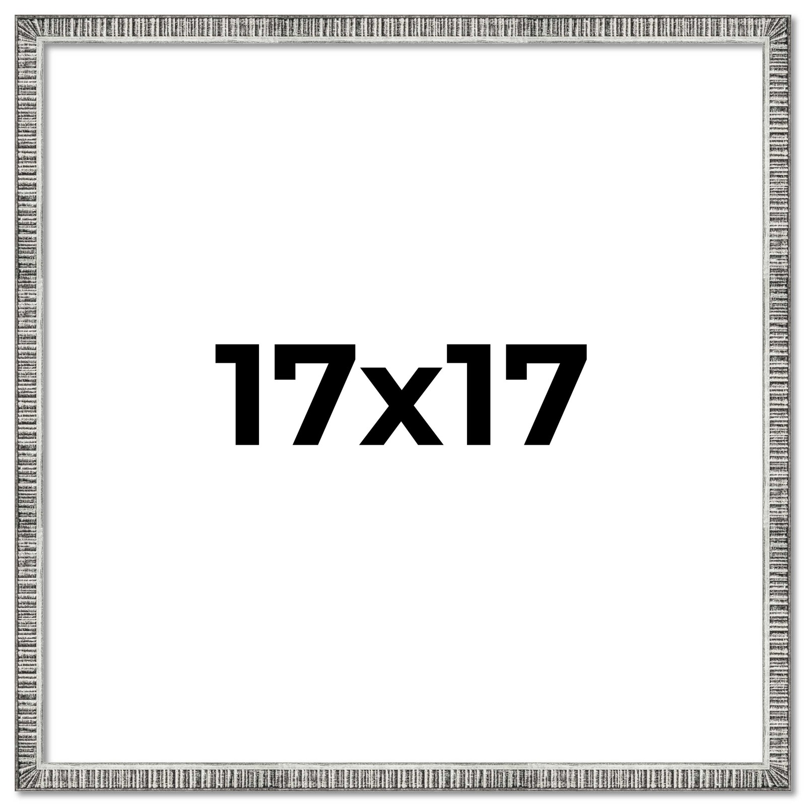 17×17 Frame Silver Grey Distressed Solid Wood Picture Frame | 0.75 Inch Moulding