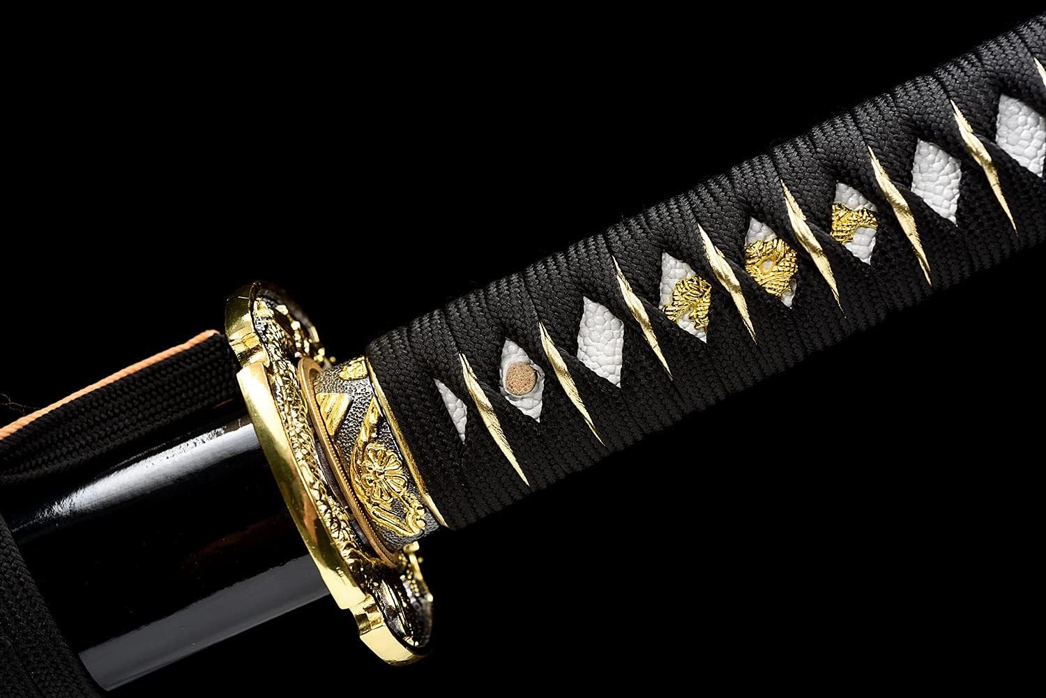 Authentic Japanese Samurai Katana – Full Tang, Golden Dragon Design, 28.3” Blade