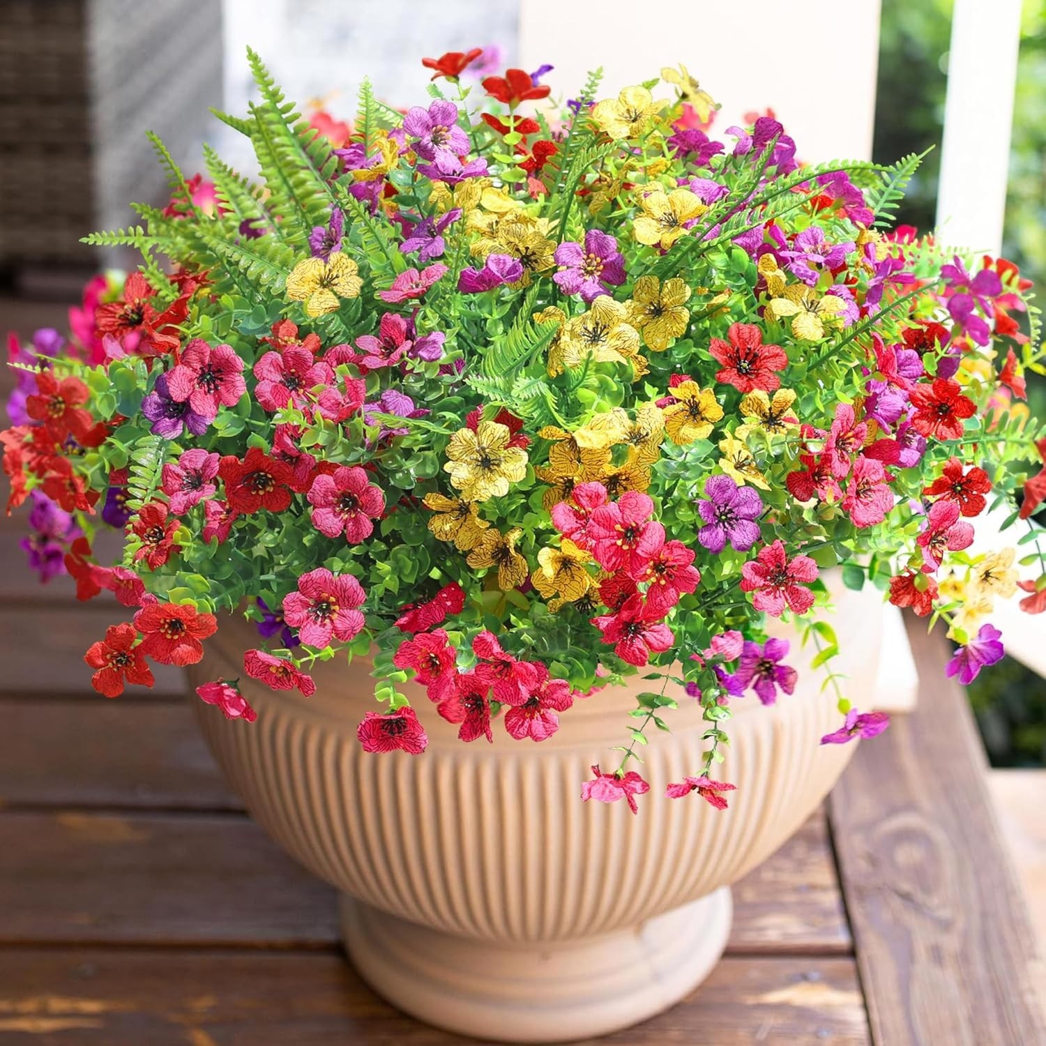 Durable and Stylish 14-Piece Artificial Flower Set for Any Outdoor Occasion