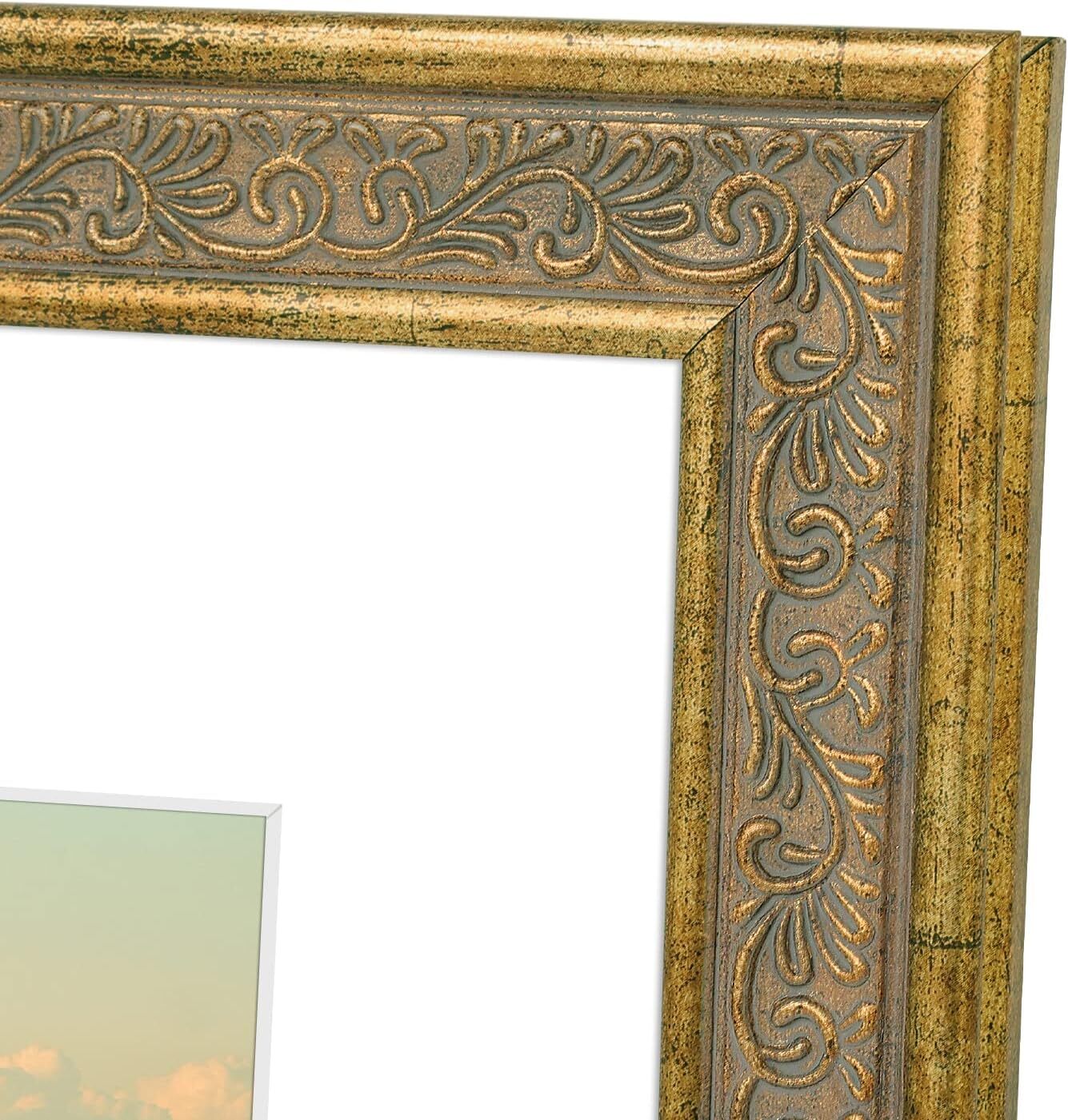 9X12 Photo Frame with White Mat for 6X8 Pictures & Real Glass, 1.25-Inch Wide