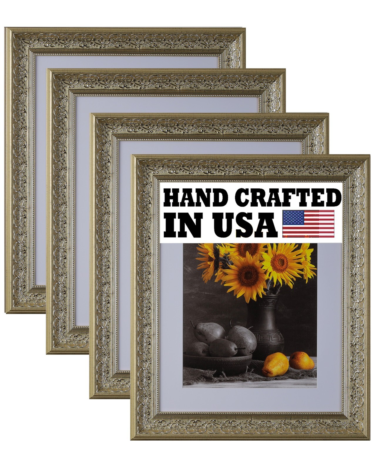 4-Pack Custom Picture Poster Frame 3-1/2&Prime; Silver Victorian 16×20 24×36 1556-S125