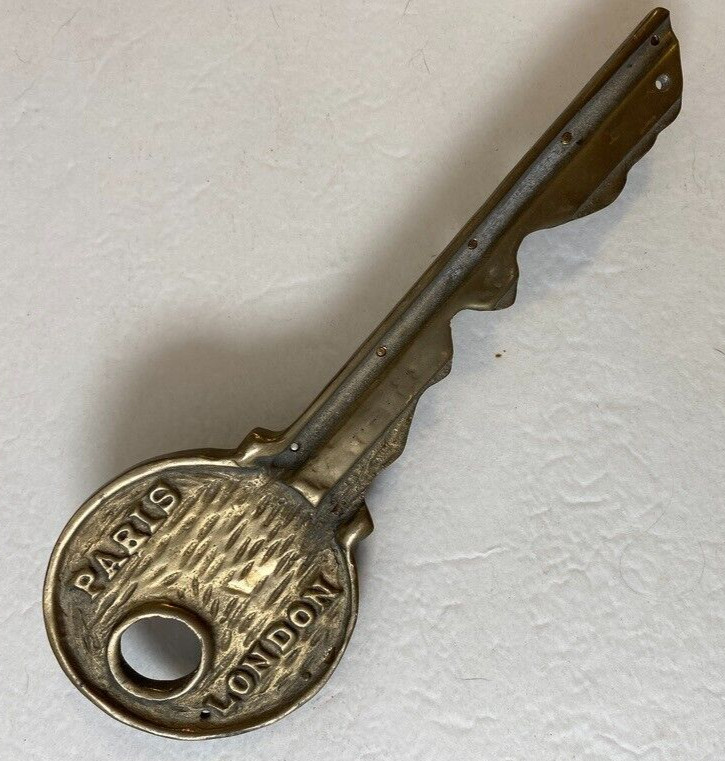 Brass Key Holder 5 Hooks Hanger Wall Mount Paris London 9.25 inches Long