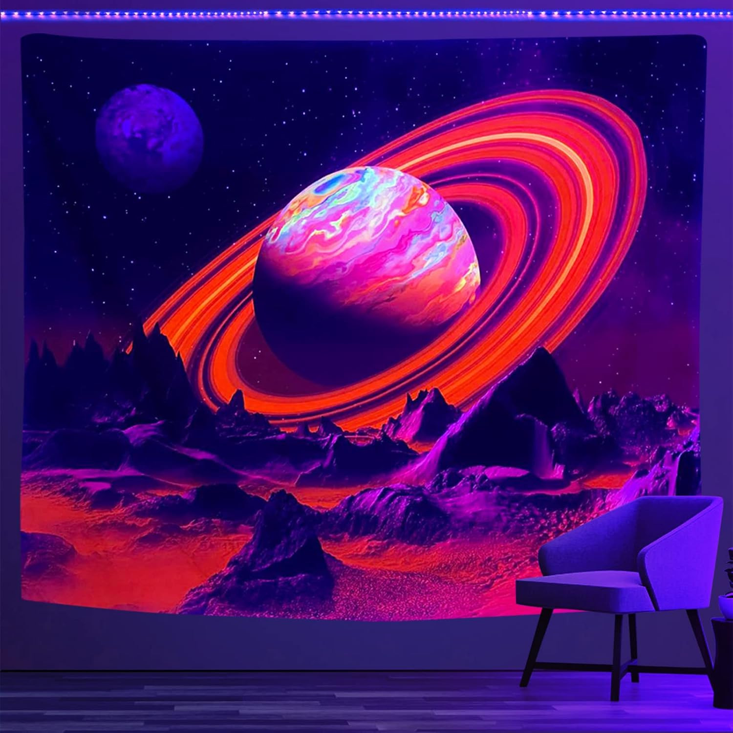 Black Light Posters for Adults and Teens, Outer Space Galaxy Planet UV Tapestry