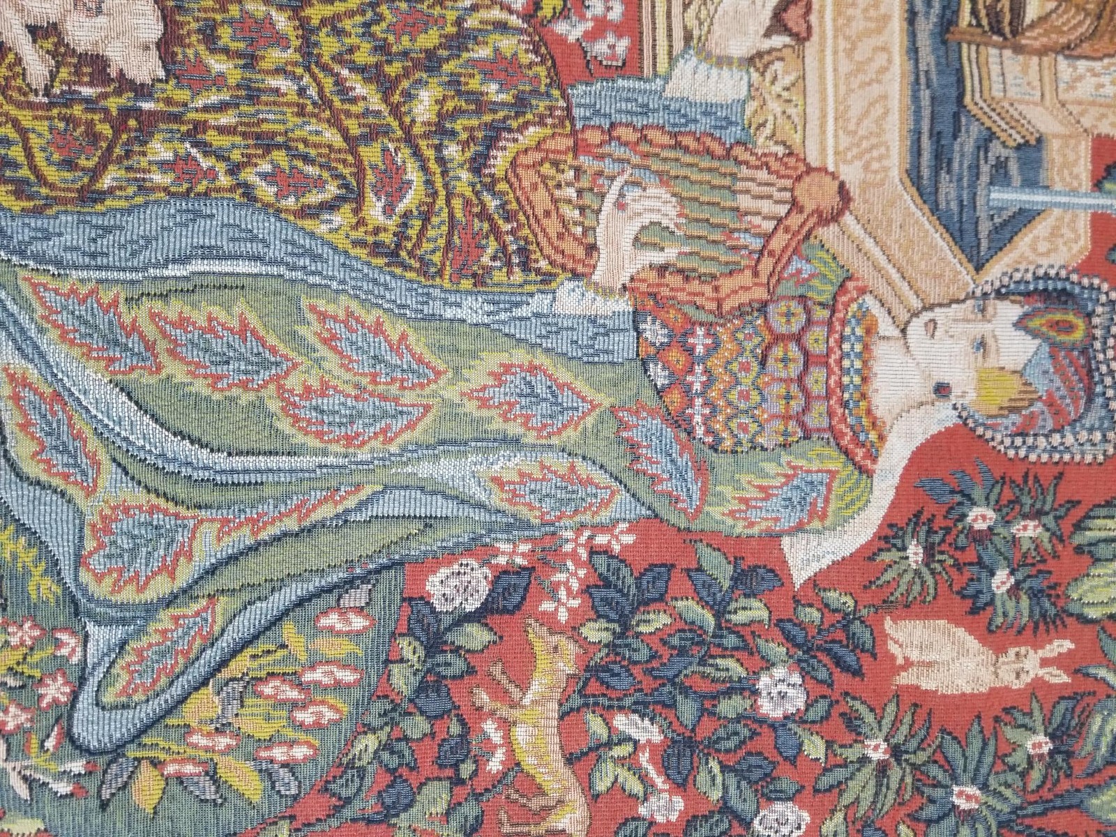 Vintage France Medieval Le Roman de la Rose Jacquard Woven Tapestry 48x36in