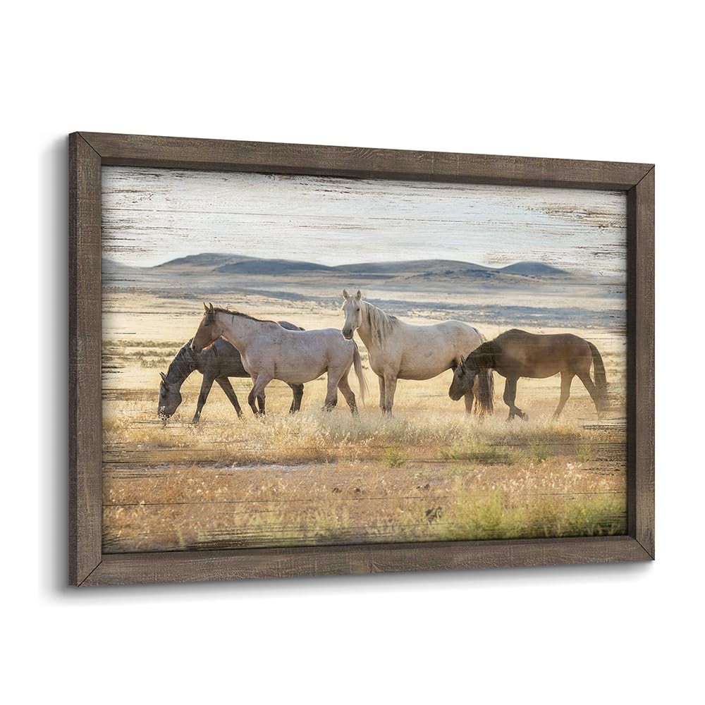 Wild Horses Wall Art Framed: Wildlife Animals Pictures Horse Artwork Painted …