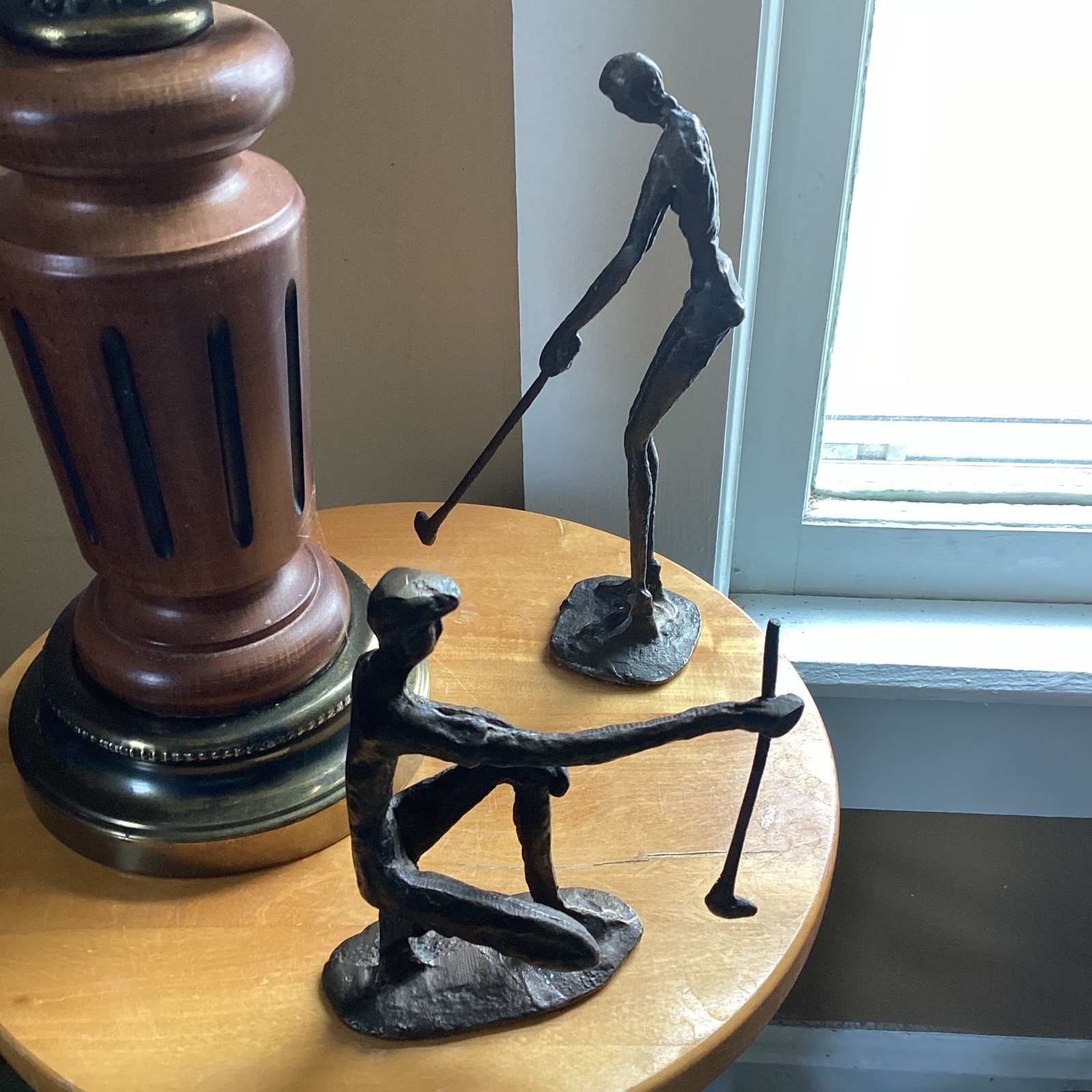 Vintage Pier 1 Imports Abstract Golfer Statues – Set of 2 Solid Brass Man/Woman