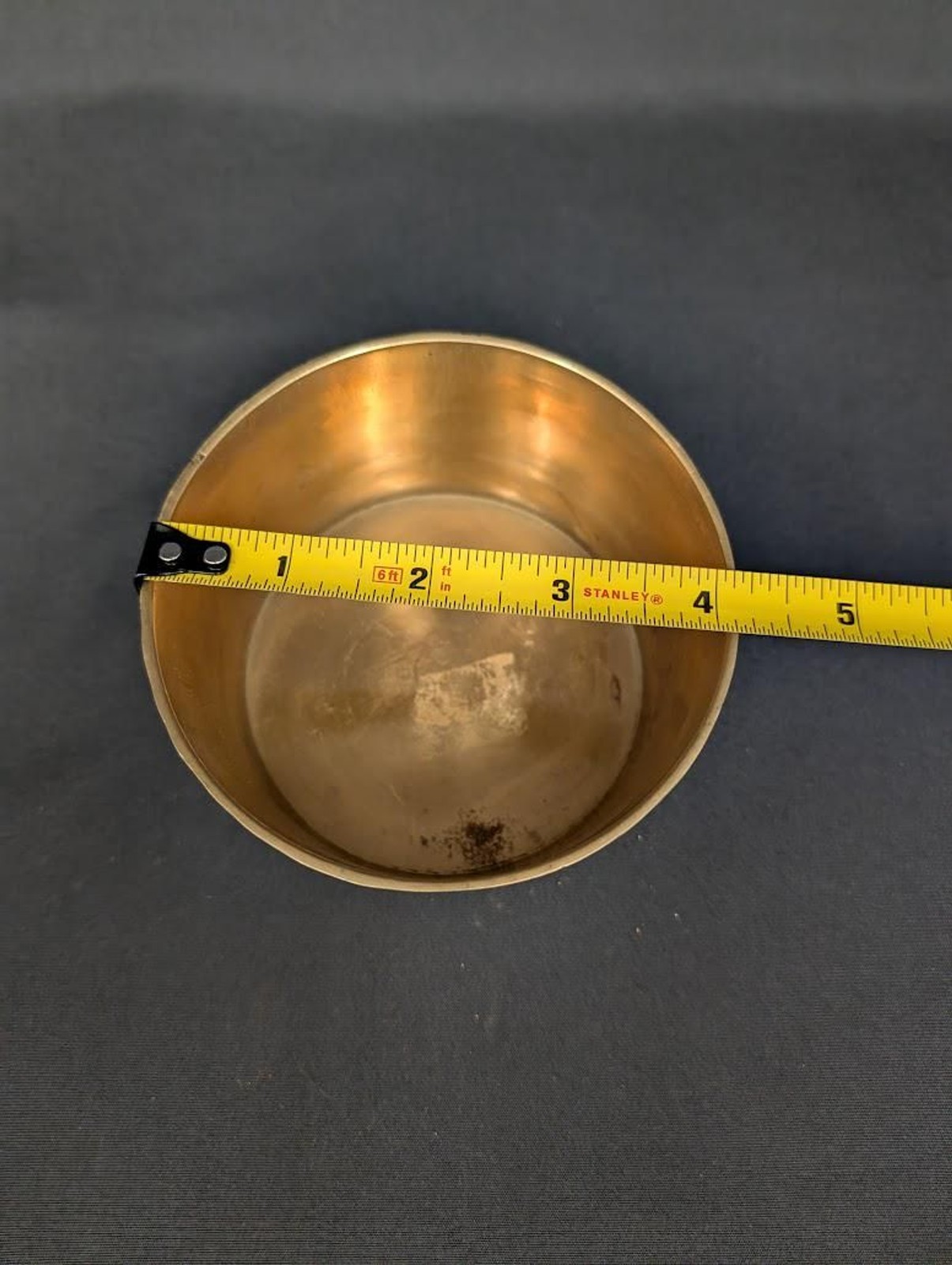 Vintage Solid Brass Cachepot Planter Bowl Ribbed Korean Brass Vessel