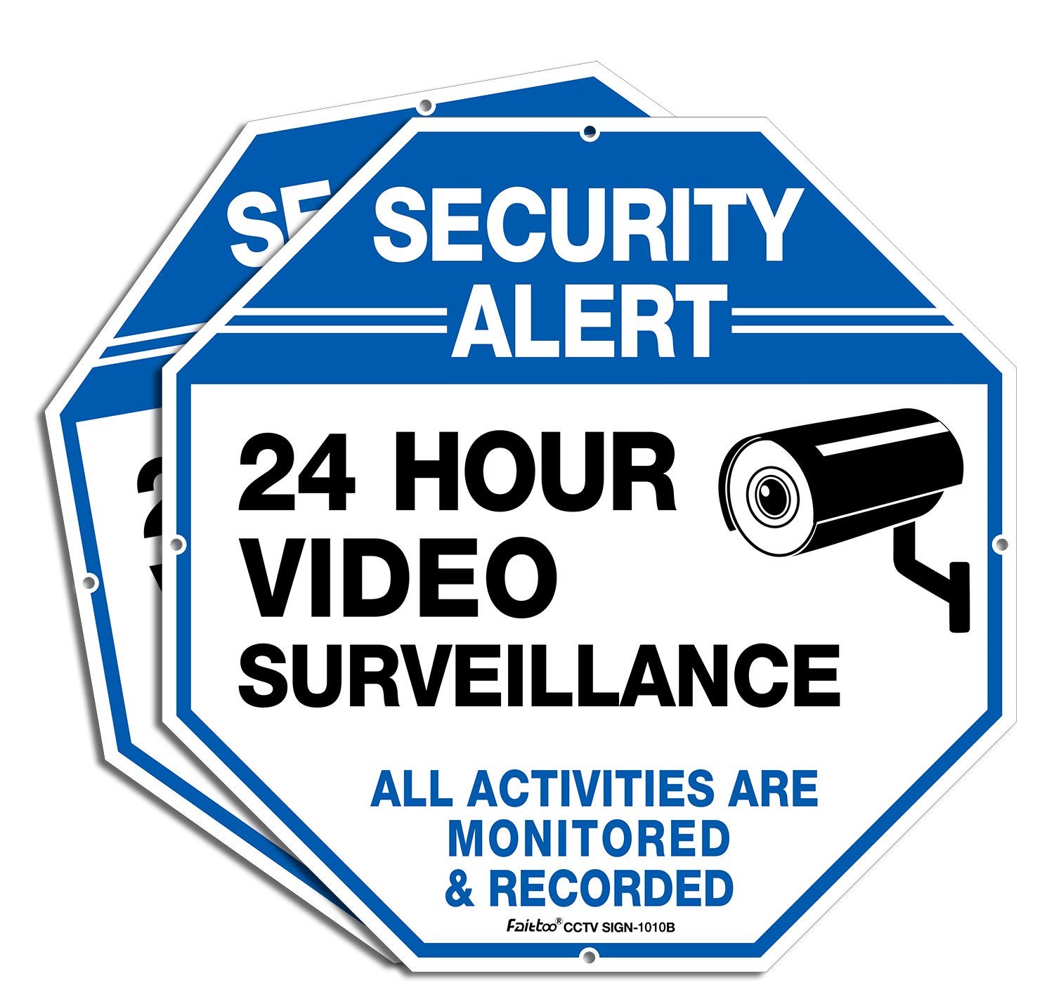 2 Pack 10&Prime;x10&Prime; Security Camera Sign Rust Free Aluminum Video Surveillance Signs