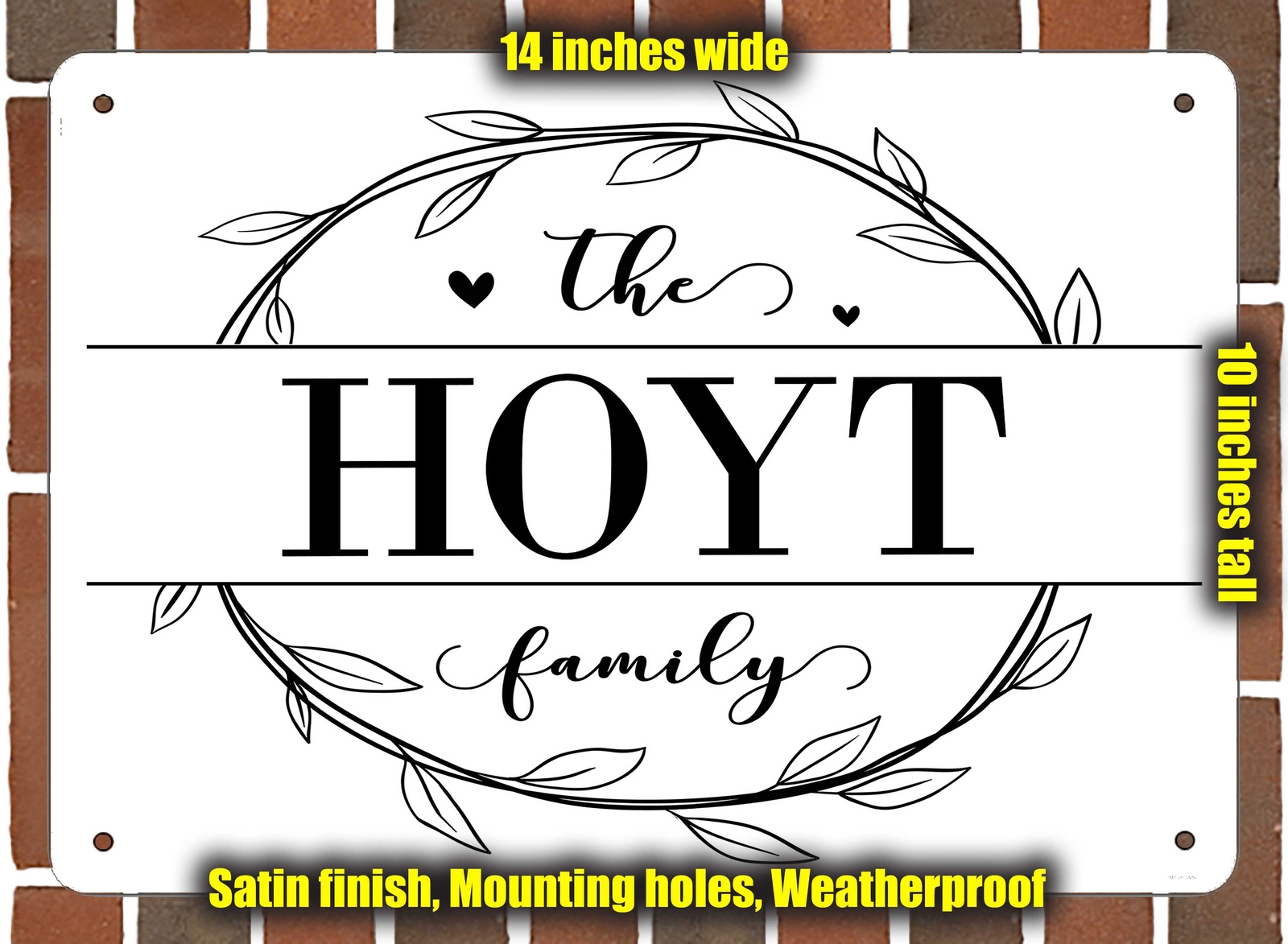 Hoyt Family Decorative Metal Door or Wall Plaque (Style 1)