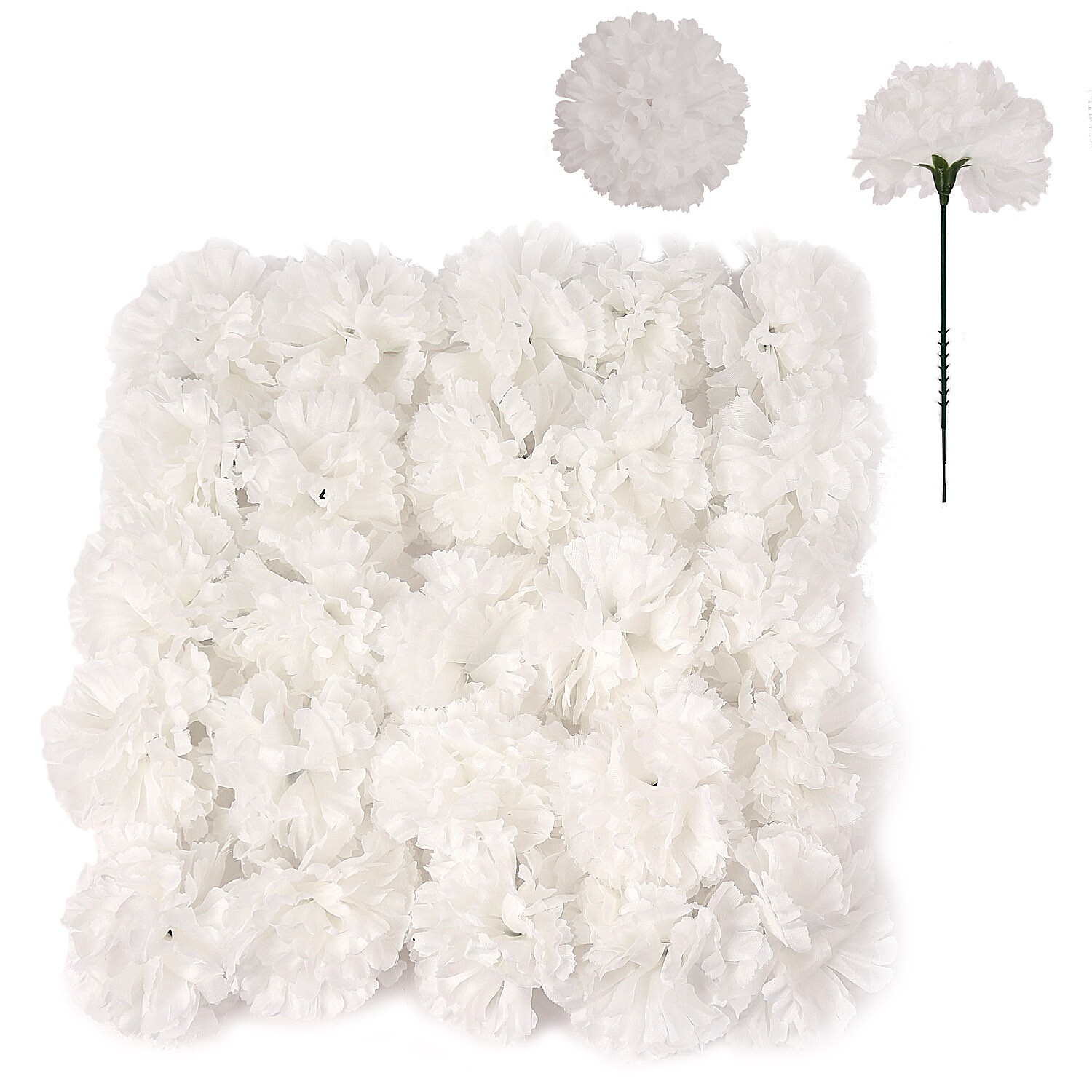100 White Silk Carnation Picks: 5&Prime; Floral Stems for Events, D?cor