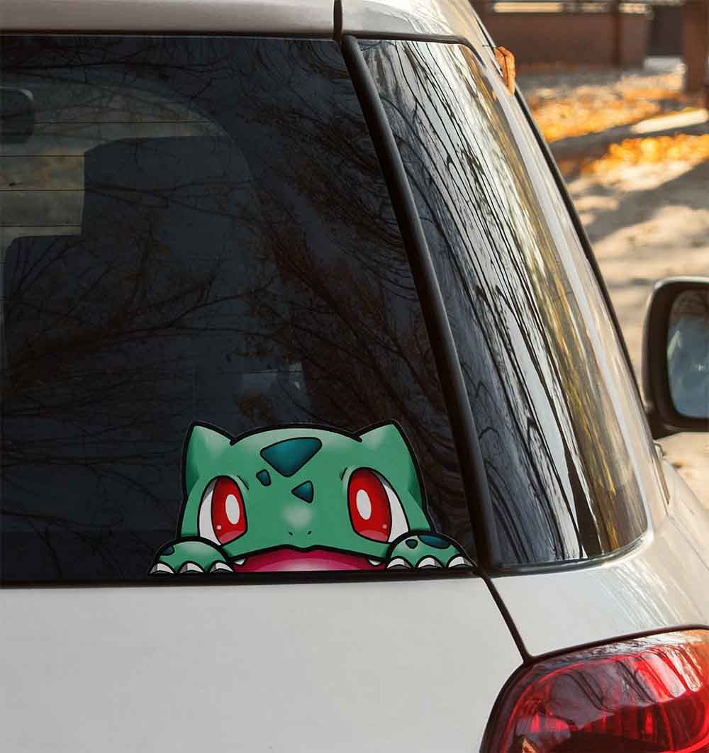 Bulbasaur Peeker Vinyl Decal – Classic Anime-Style Pokémon Sticker Car Laptop