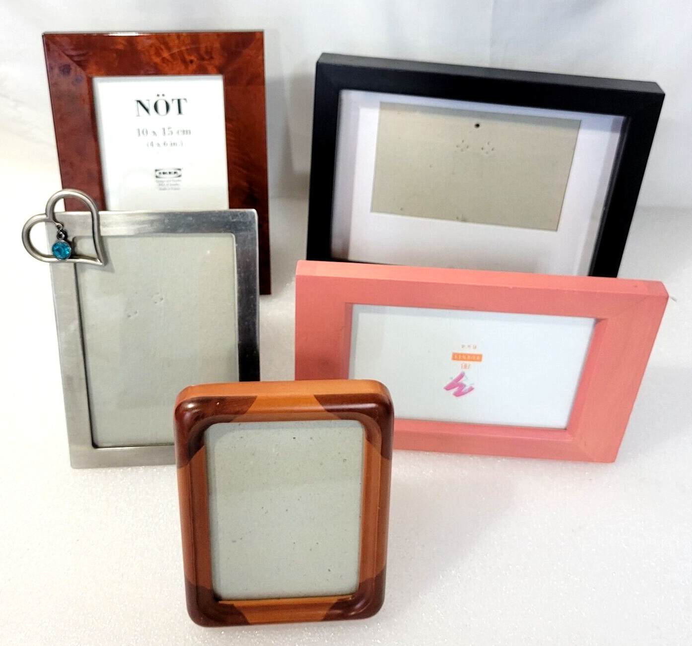 Lot of 5 Mixed Picture Frames Free Standin Multiple Brands, Sizes, & Colors