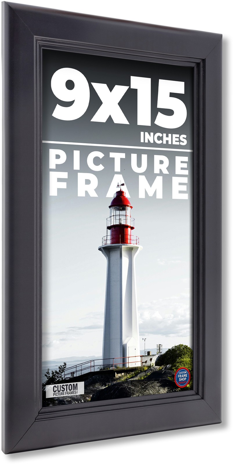9×15 Contemporary Black Wood Frame UV Acrylic and Acid Free Foam Board