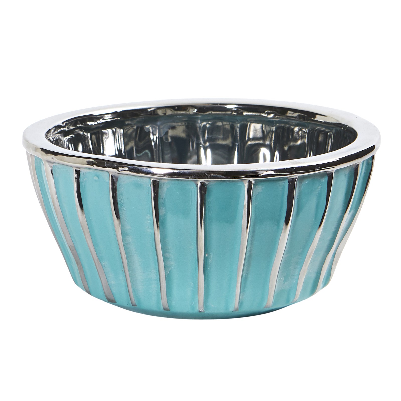 Nearly Natural 7.25-in Teal Vase with Silver Burnishing