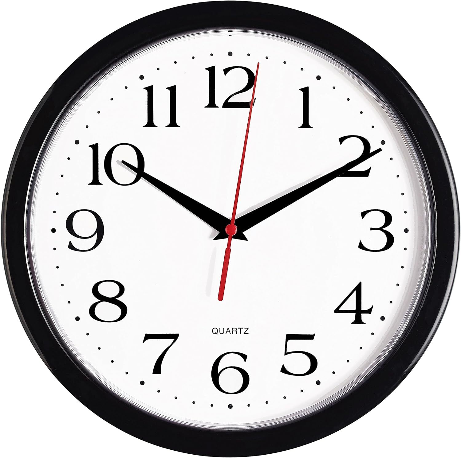 Bernhard Products Black Wall Clock Silent Non Ticking – 10 Inch Quality Quartz