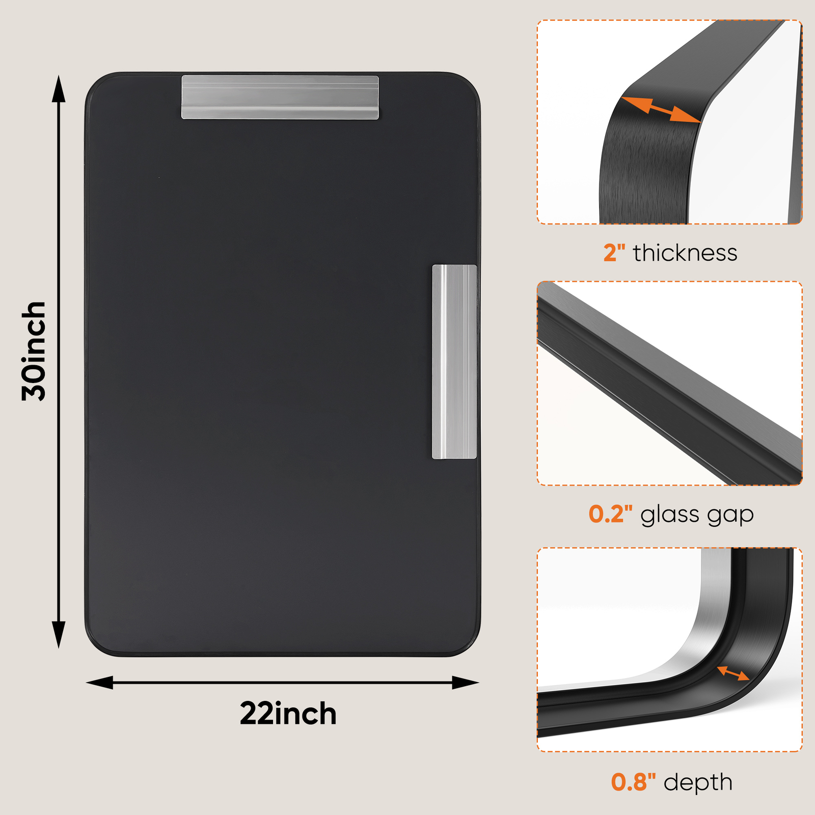Black Metal Framed Vanity Mirror for Bathroom in 3 Sizes – Anti-Rust Finish