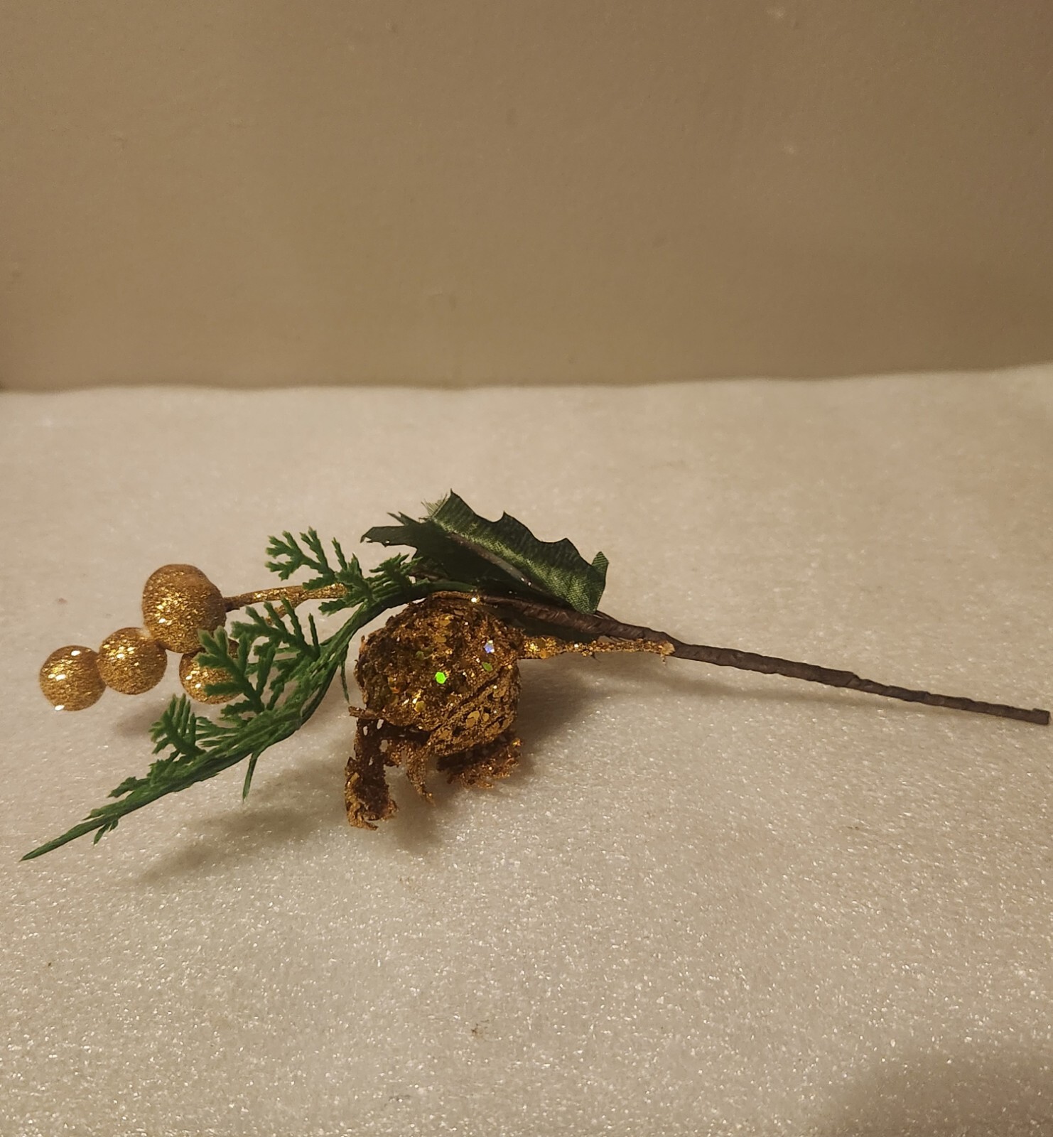 Glittered Gold Decorative Artificial Bird