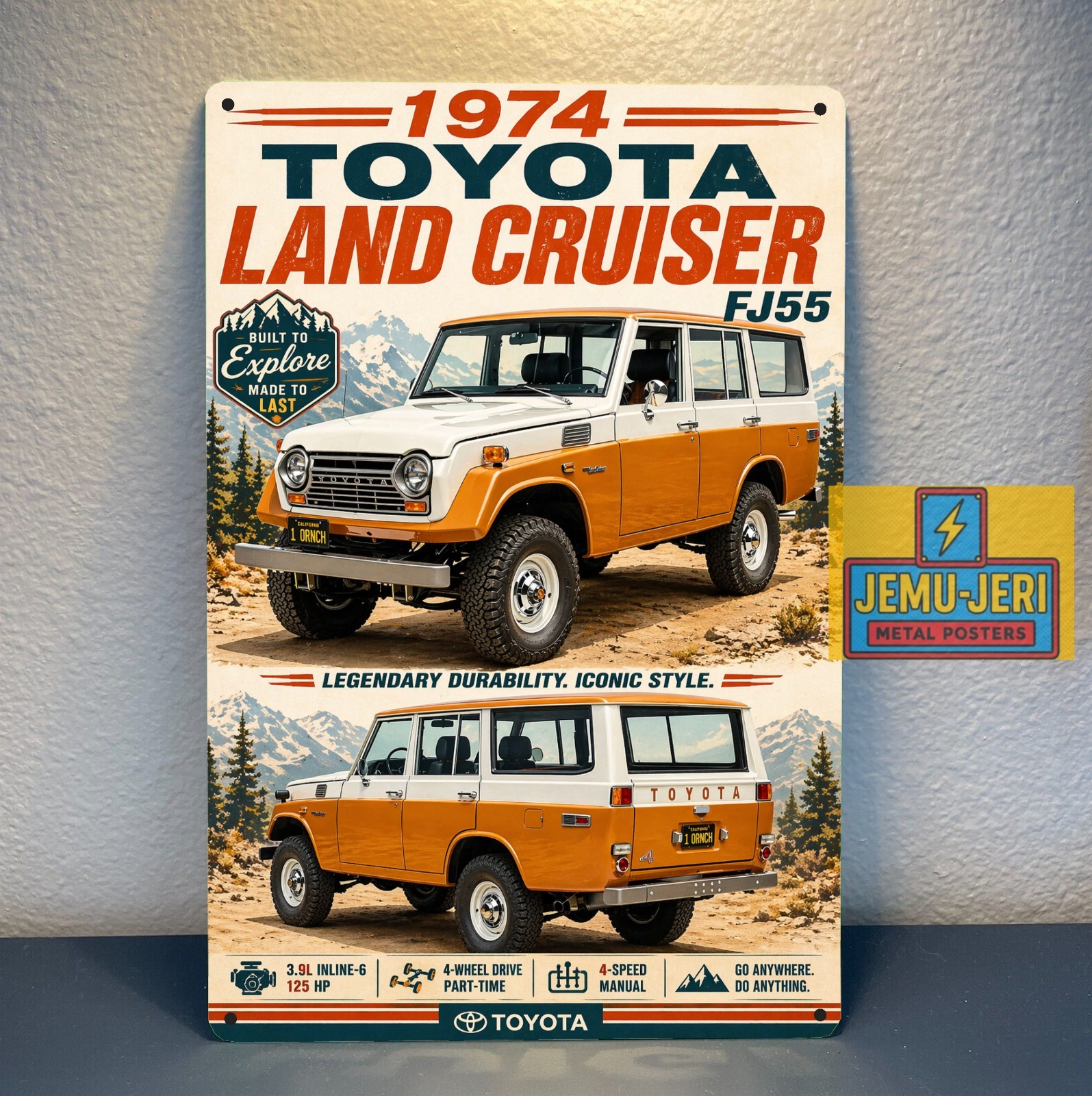1974 Toyota Land Cruiser FJ55 Car Metal Tin Sign Poster 30x20cm