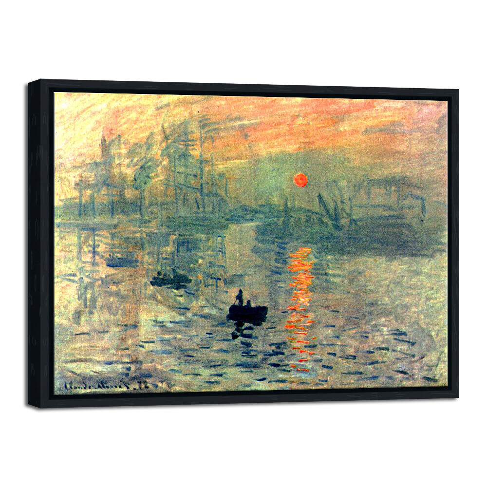 Framed Canvas Print Monet Painting Repro Wall Art Home Decor Sunrise Picture