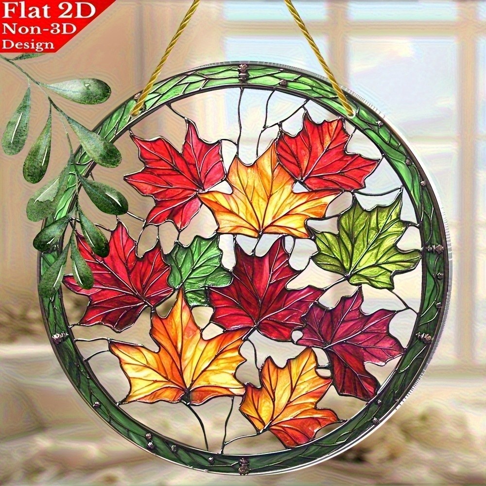 Bohemian Maple Leaf Suncatchers-8 « X8 » Acrylic Autumn Decor with Fallen Leaves