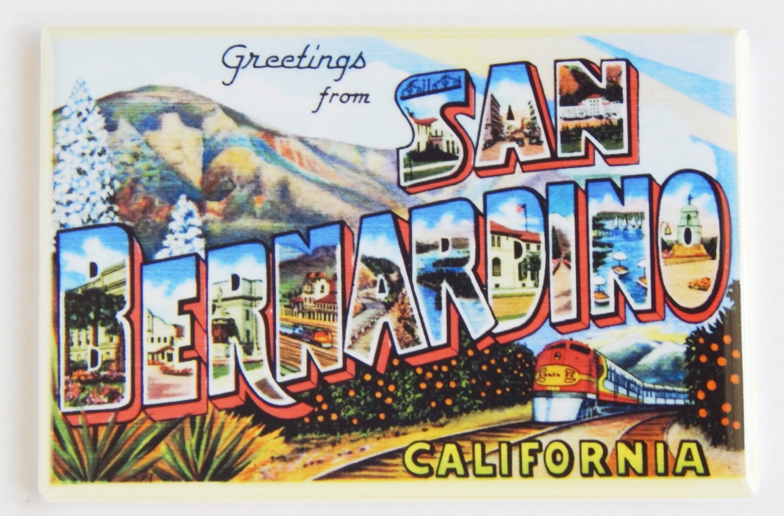 Greetings from San Bernardino California FRIDGE MAGNET travel souvenir