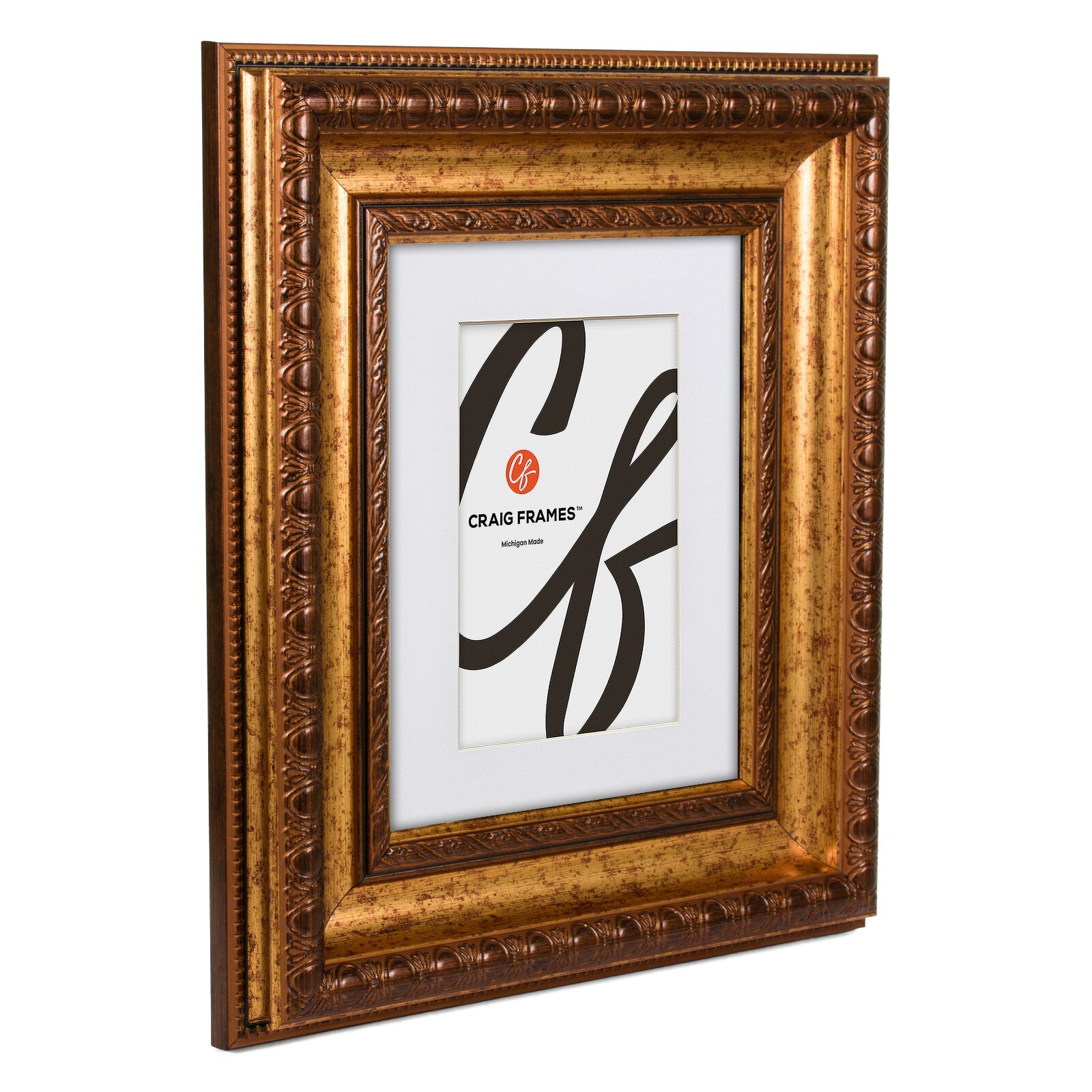 Arqadia Gothic, 3.12&Prime; Aged Gold Picture Frame With a White Mat