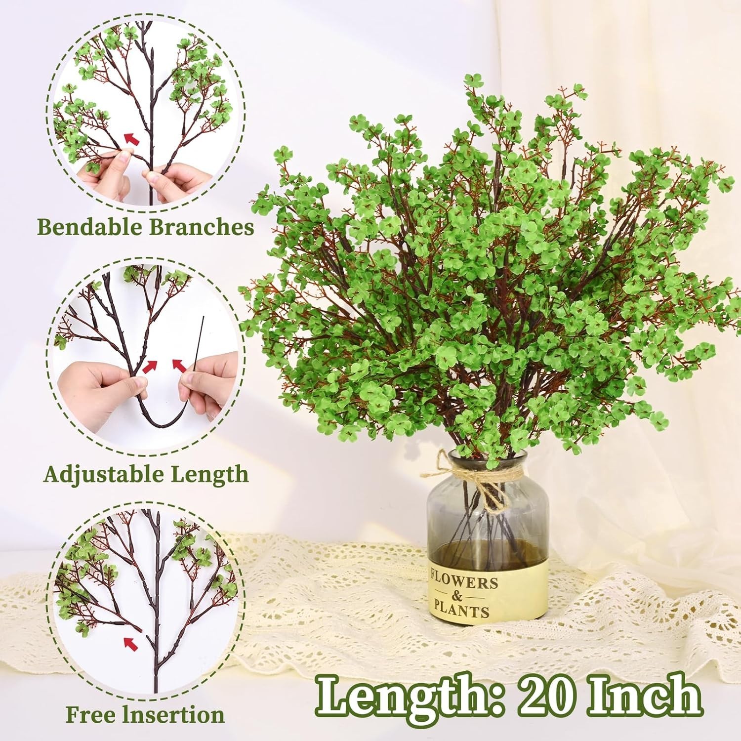 Maintenance-Free Artificial Babys Breath Flowers – 5 Pcs for All Occasions