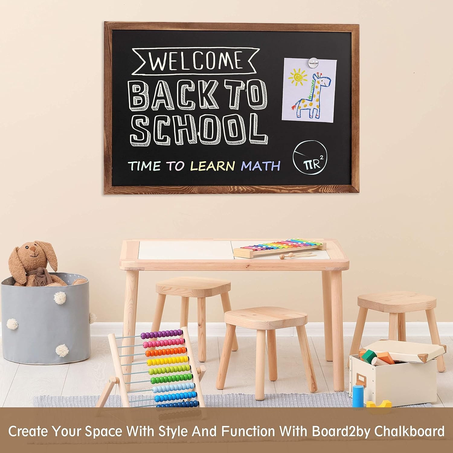 Magnetic Chalkboard Notice Black Board 46&Prime; x 32&Prime; Wall Mounted for School & Home