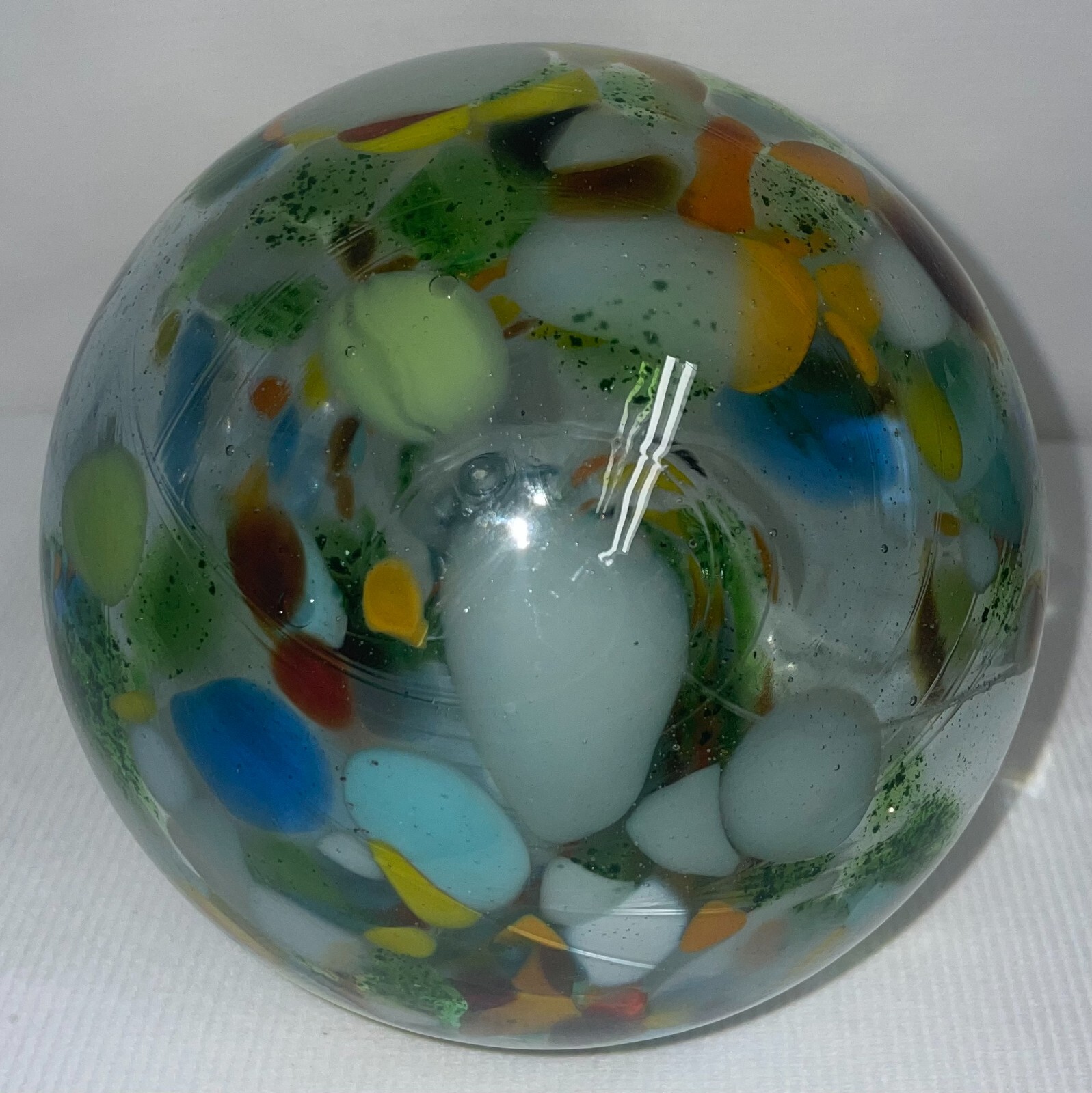 Multi-Color Glass Sphere Applied Shell On Top Needs Holder 5 1/2 Inches High