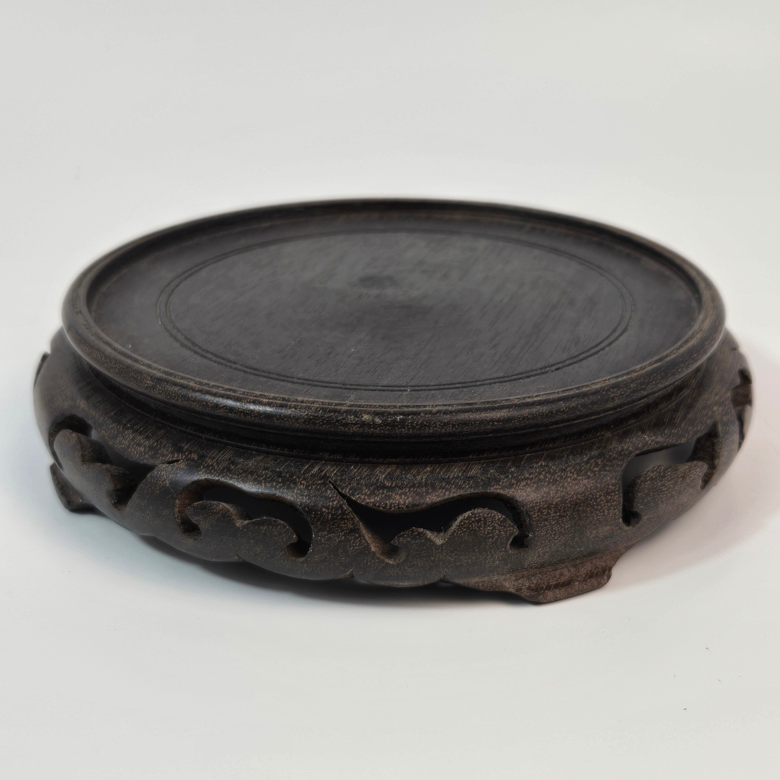 Vintage Chinese Carved Wood Display Stand Dark Rosewood Vase Pedestal Base