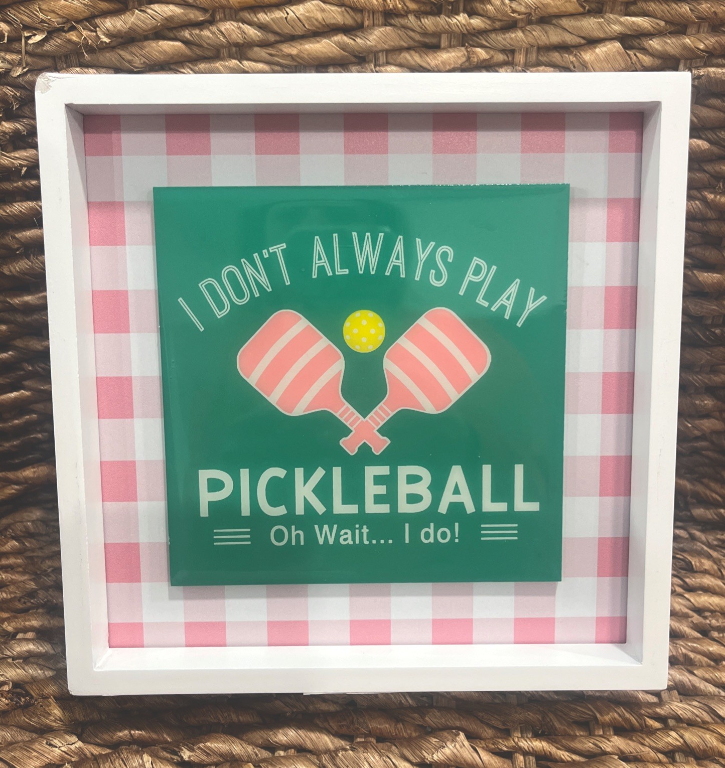 Pickleball Decor Wood Sign Plaque Reversible 2-Sided 2 Sayings 8&Prime;x8&Prime;x1.5&Prime; NEW!