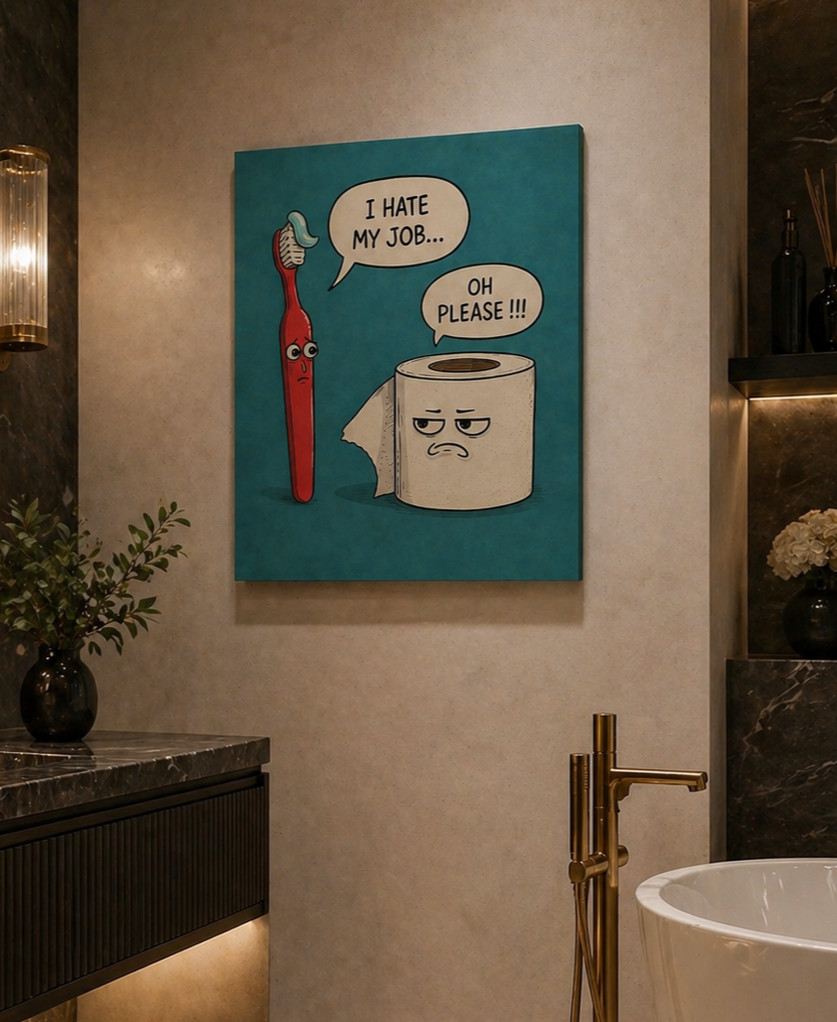 Funny I HATE MY JOB Bathroom Wall Art Toilet Humor Poster/Canvas Home Decor Gift