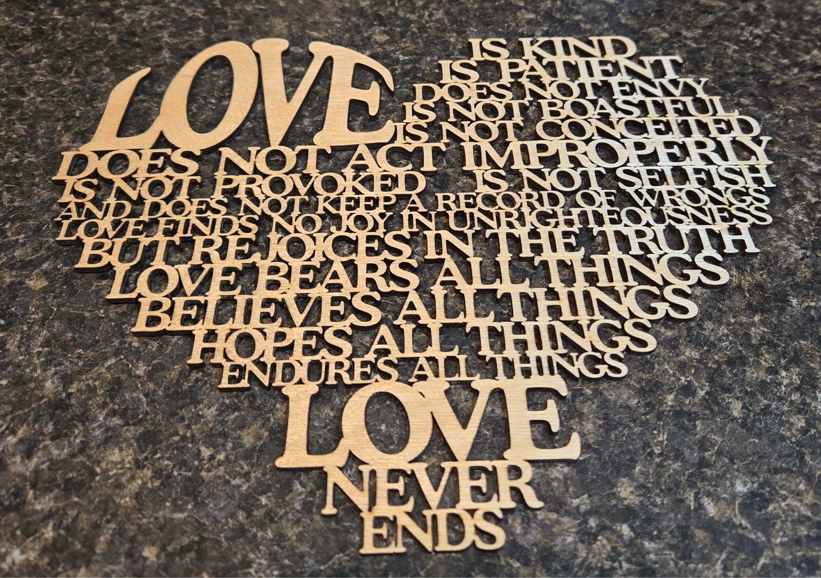 Laser cut LOVE IS wall sign. 11&Prime; x 9&Prime; Wood cut hangable sign