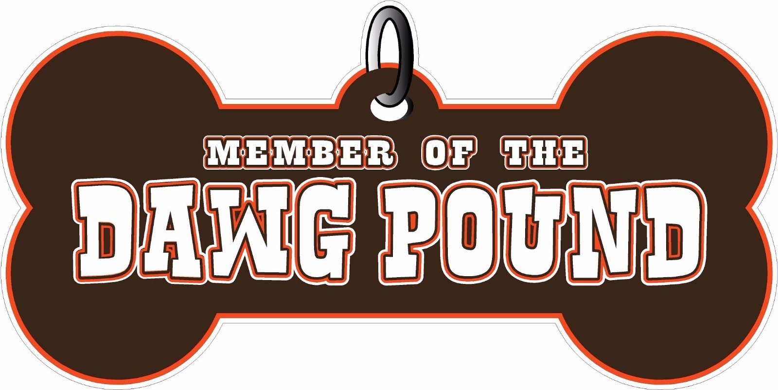Member of the Dawg Pound Brown And Orange Dog Tag 8&Prime; Decal Sticker