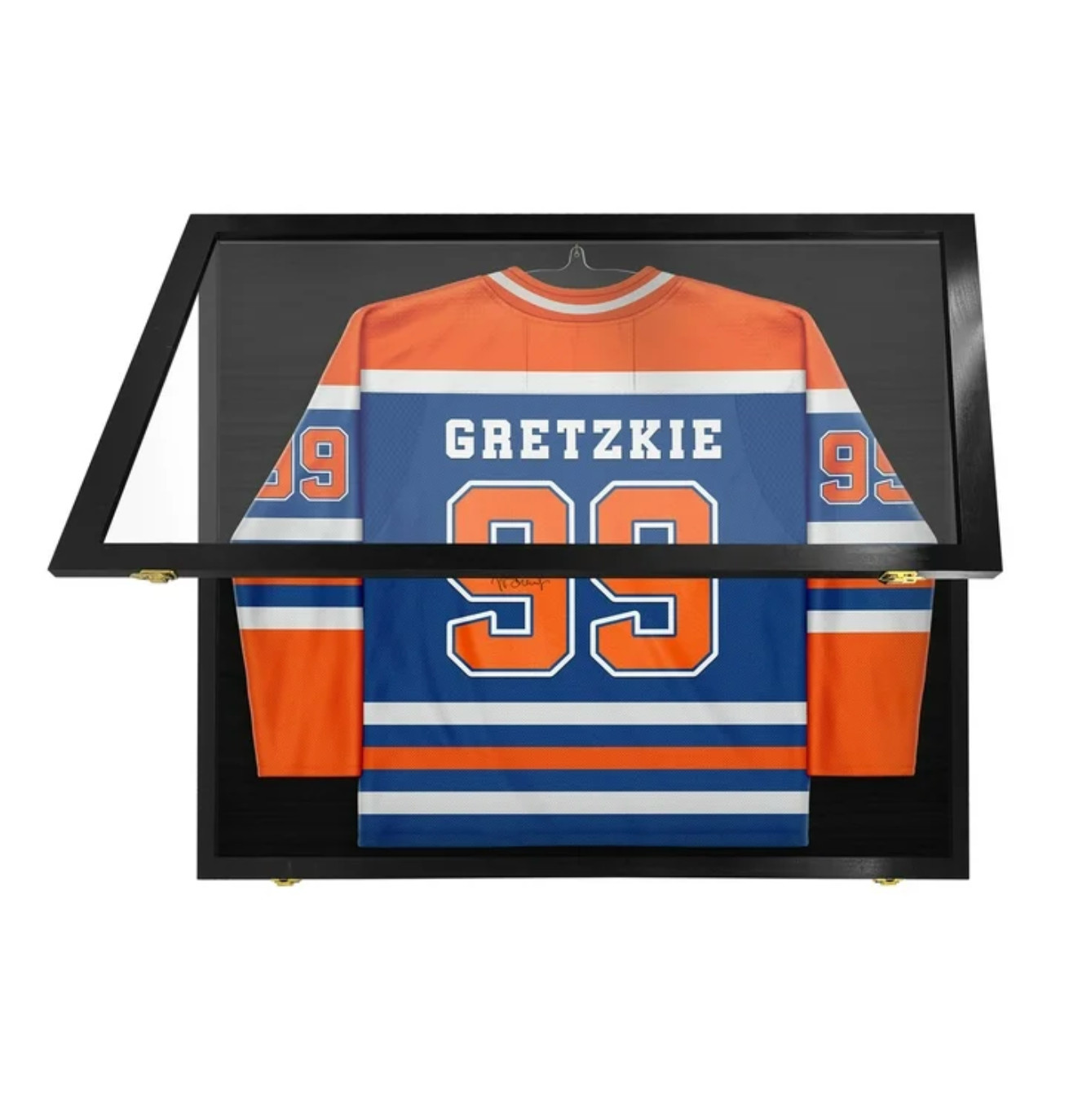 Jersey Display Case 38 x 35 In XXXL Black Uniform Wood Frame USA Wall Cabinet