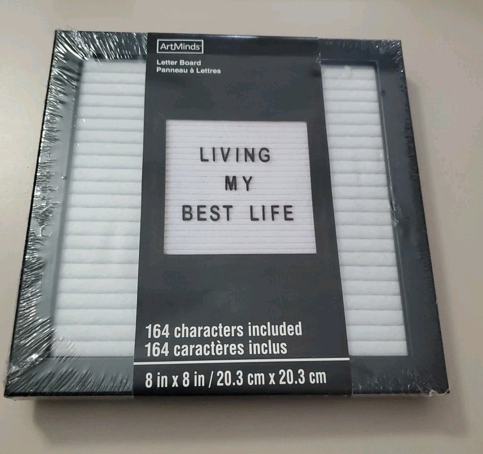 NEW White Felt Black Frame Letter Board Sign 8 in x 8 in 164 Pcs