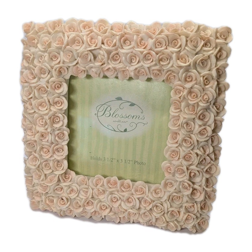 Pink Roses 5&Prime;x5&Prime; Frame Holds 3.5&Prime;x3.5&Prime; Picture, Delicate, BOHO, Country, Granny
