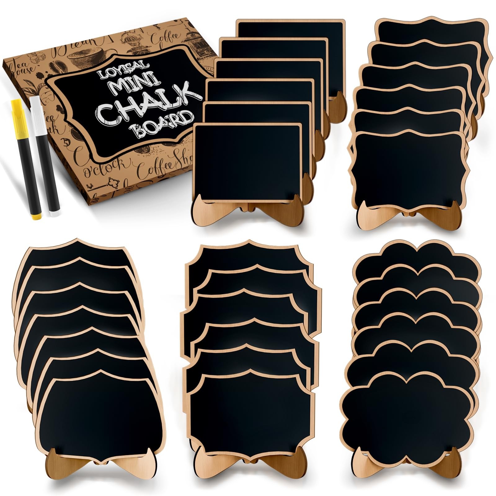 Mini Chalkboard Signs for Food Labels- 30 Pack Small Wooden Framed Blackboard…