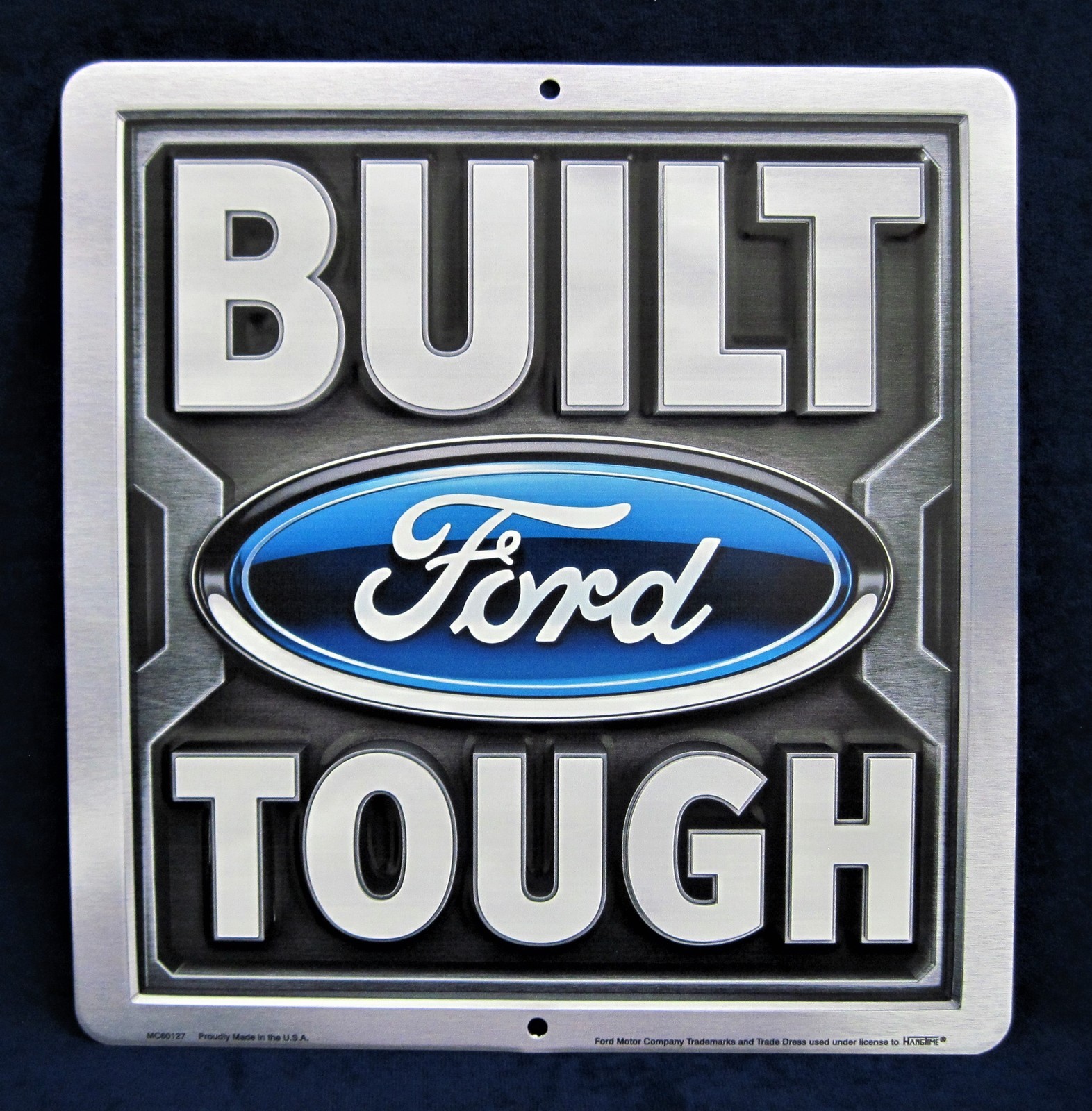 BUILT FORD TOUGH -*US MADE* Embossed Metal Sign – Man Cave Garage Shop Bar Décor