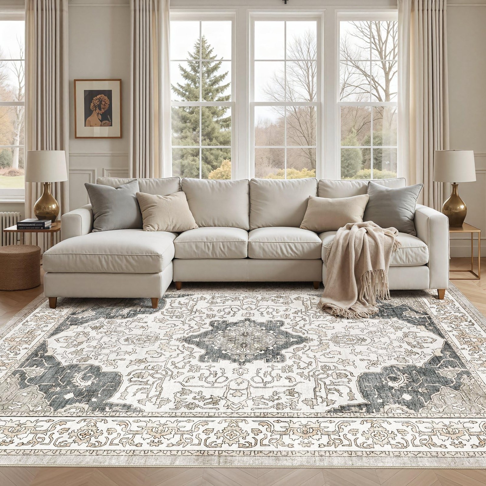 cotiled 8×10 Area Rugs Large Washable Rugs for Living Room Soft Non-Slip Back…