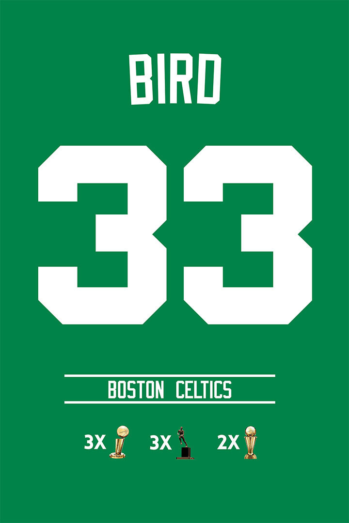 Larry Bird Boston Celtics Basketball Player Champions Trophies – POSTER 20&Prime;x30&Prime;