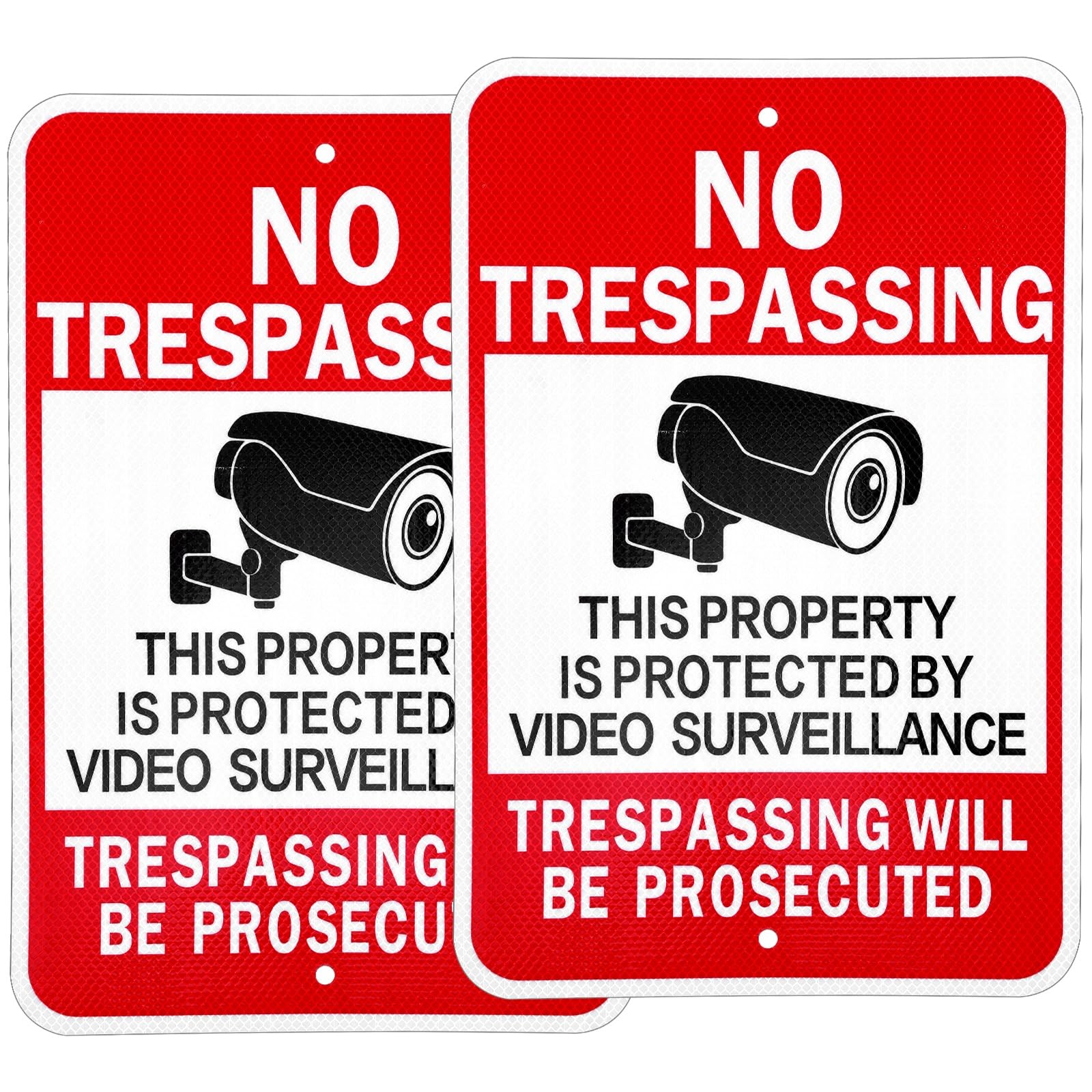 2 Pack 17.5×11.8 Inches No Trespassing Signs Large Video Surveillance Sign, P…