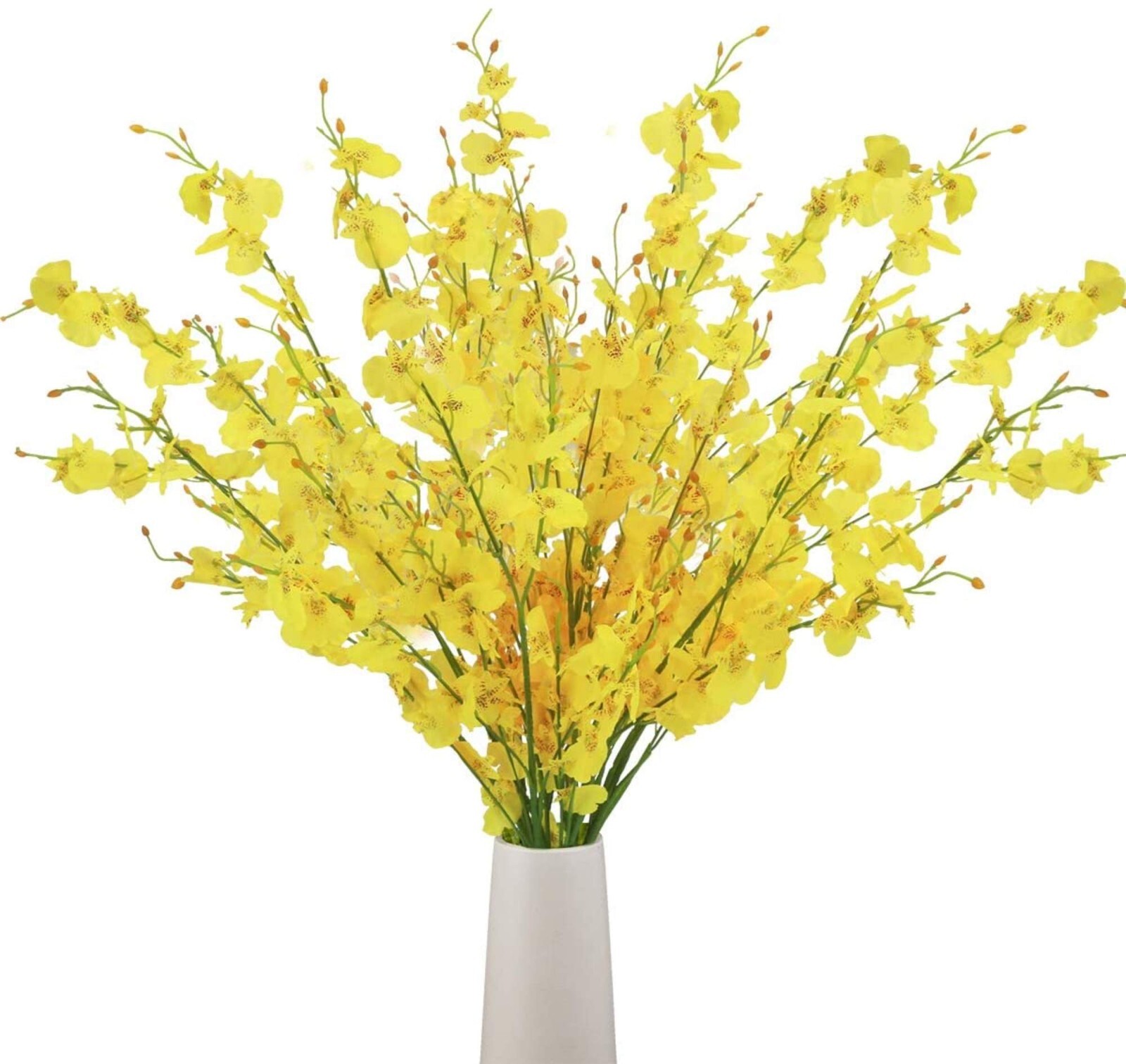 Artificial 39in Orchids Flowers 12PCs Silk Dancing Lady Orchids Yellow